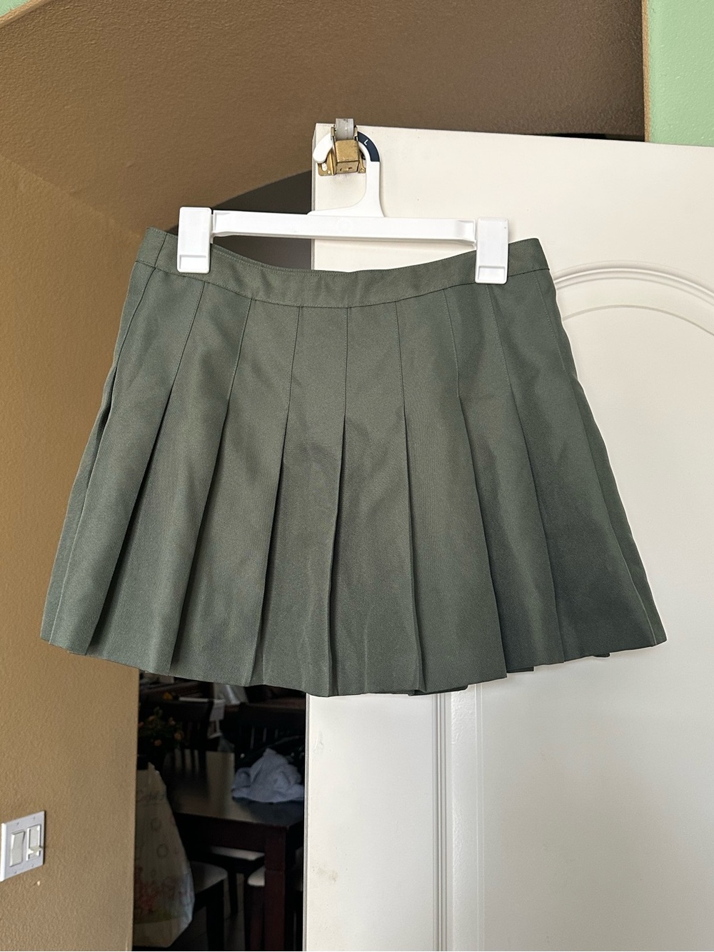 Forever 21 Olive Green Pleated Skater Mini Skirt